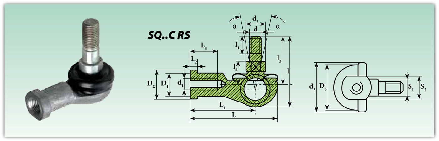 Конструкция и обозначения размеров (SQ..C RS)